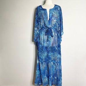 BE CREATIVE All Over Print Sheer Kaftan Coverup